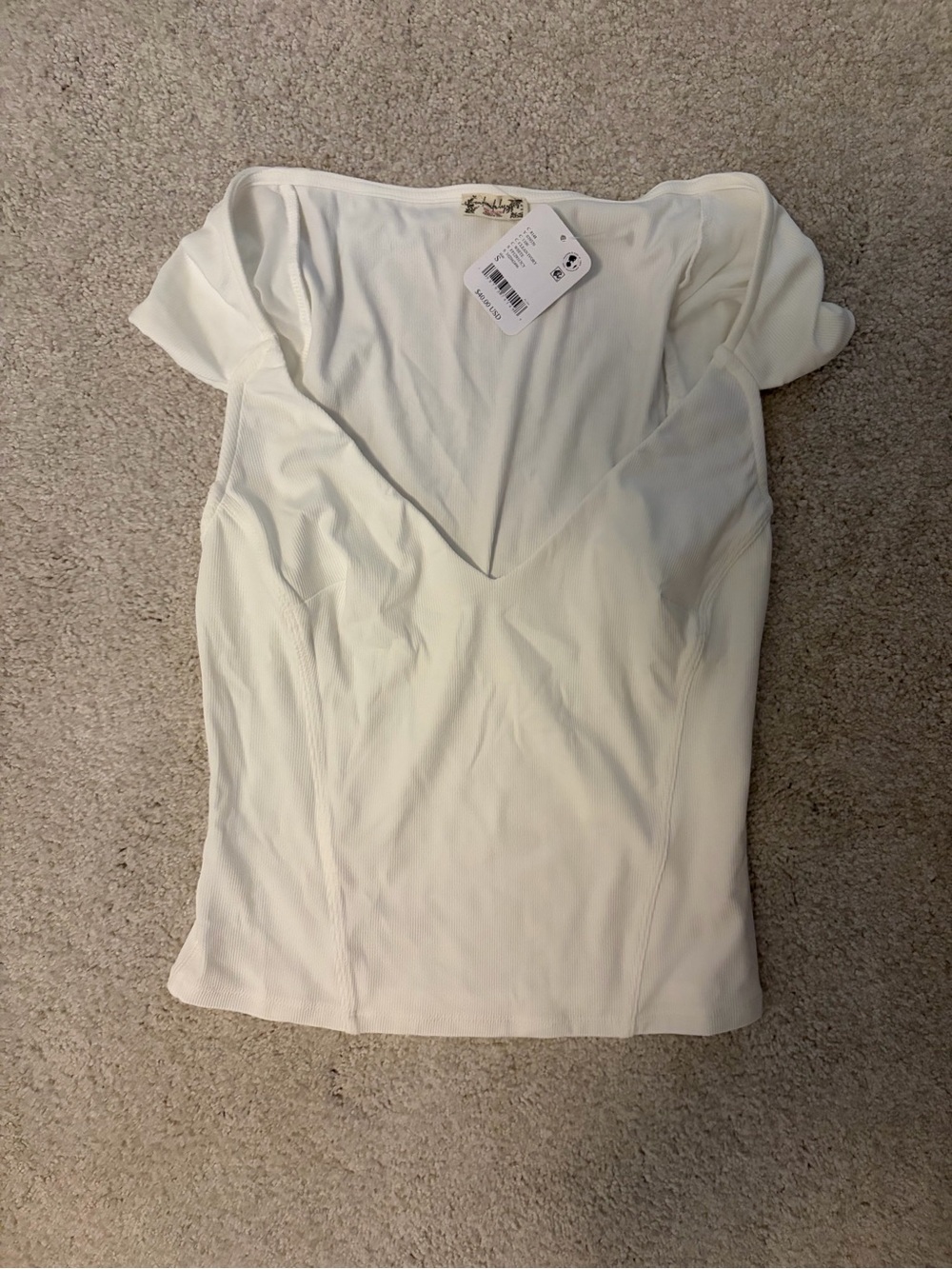 Free People white V-Neck Cap Sleeve Cami
